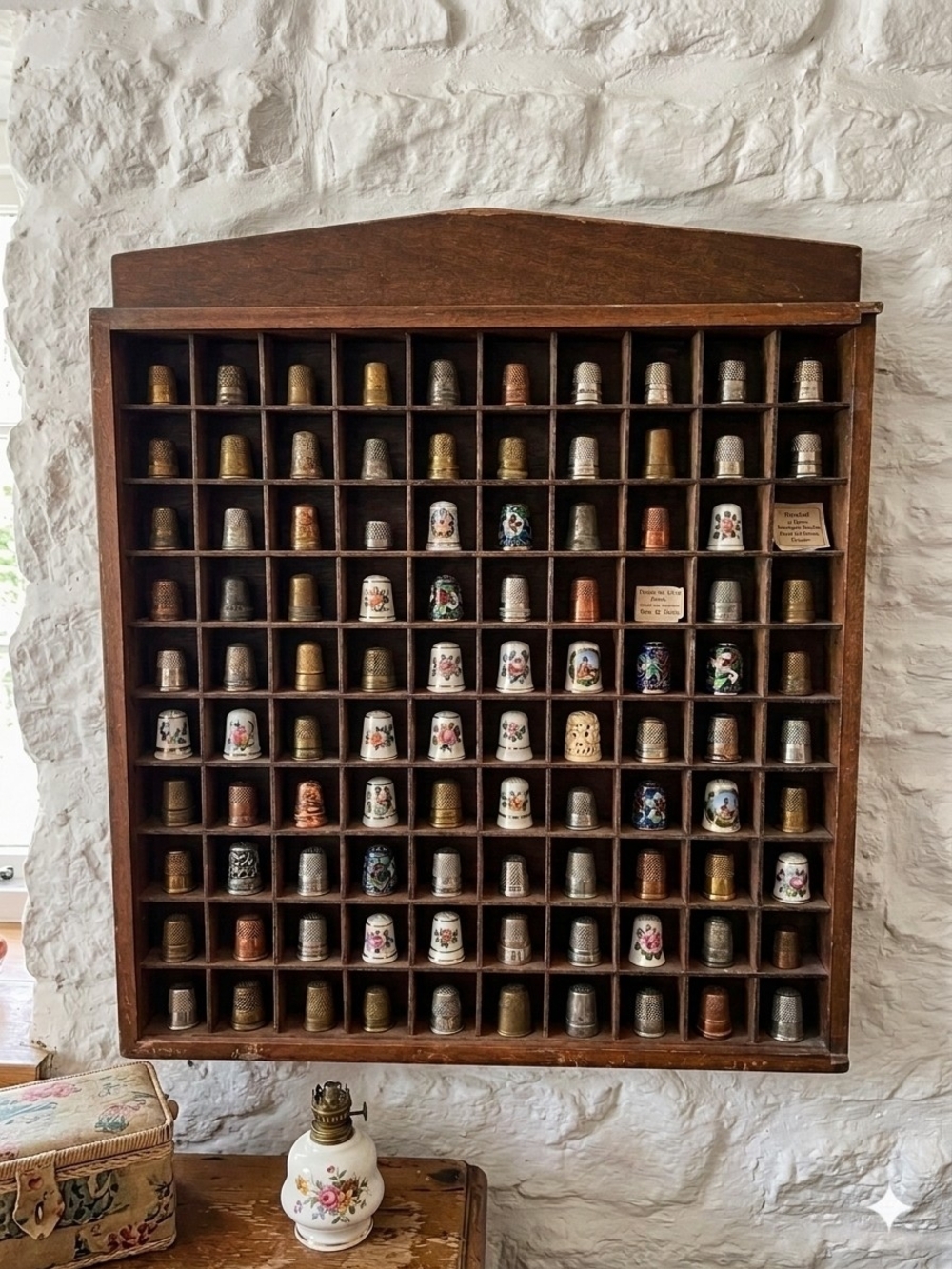 Vintage Wooden Thimble Display Shelf